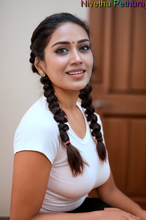 Busty Tamil heroine Nivetha Pethuraj big boobs pressed nipple photo, ActressX.com